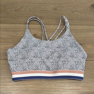 ALLFENIX White Black Cheetah Print Longline Active Workout Sports Bra Size Large